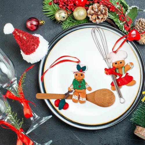 Miniatura 6 de GuassLee Decoraciones Navideñas de Pan de Jengibre de Chef para Delantal de Árbol Adornos para Niños Árbol de Navidad Cocina Horneado Decoración