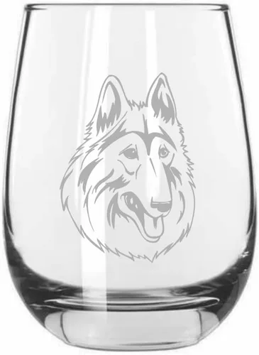 Miniatura 145 de Sakhalin Husky Dog - Copa de vino grabada personalizada de 15.25 onzas sin tallo