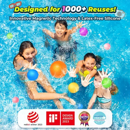 Miniatura 2 de Globos de agua reutilizables, bolas de agua para salpicar, bola de agua magnética para juegos al aire libre, fiesta de verano (8 unidades)