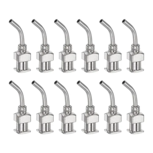 HARFINGTON 12 agujas dispensadoras, calibre 14, punta roma, de acero inoxidable, 45 grados, con conector Luer Lock para cartuchos de tinta,