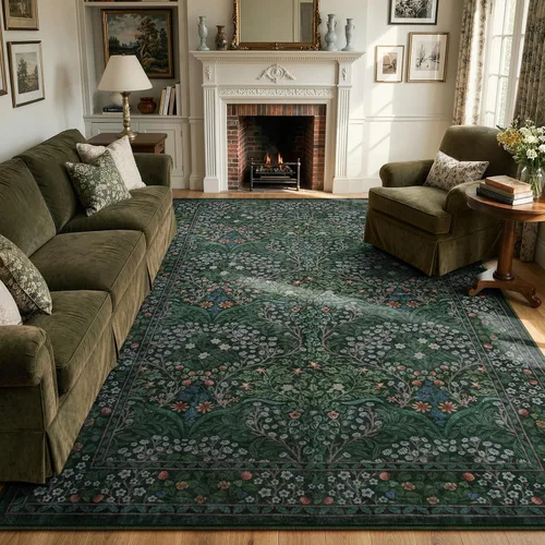 Miniatura 35 de Lahome Tapete floral lavable, suave, para entrada y cocina, 2 x 3 pies, antideslizante, bohemio, ultradelgado, fácil de limpiar, para interior, Azul