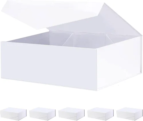 Miniatura 12 de BLK&WH Caja de regalo de 9 x 6.5 x 3.8 pulgadas, caja de regalo negra, caja de padrino, caja plegable con tapa de cierre magnético para embalaje