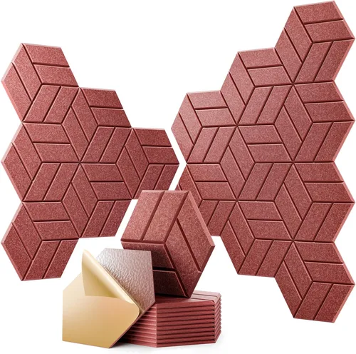 Miniatura 31 de 12 paneles acústicos autoadhesivos, paneles de espuma a prueba de sonido de 12 x 10 x 0.4 pulgadas para paredes, paneles de pared hexagonales Negro