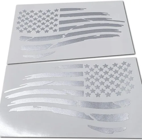 Miniatura 7 de Par de calcomanías de bandera estadounidense ondulante troquelada y con tono apagado para auto o camioneta (10,2 cm x 17,8 cm, blanco brillante)