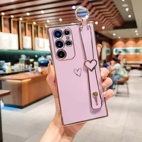 Miniatura 60 de ZTOFERA Funda diseñada para Samsung Galaxy S20 FE 5G, borde chapado de lujo, patrón de corazones de amor con pulsera y función atril, protección