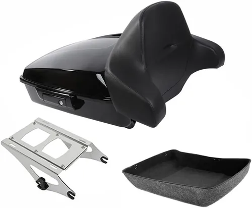 Miniatura 20 de TCMT Caja de maletero de motocicleta cortada de 10.7", respaldo envolvente, soporte de montaje para 2 personas, compatible con Harley 2014-2025 Con