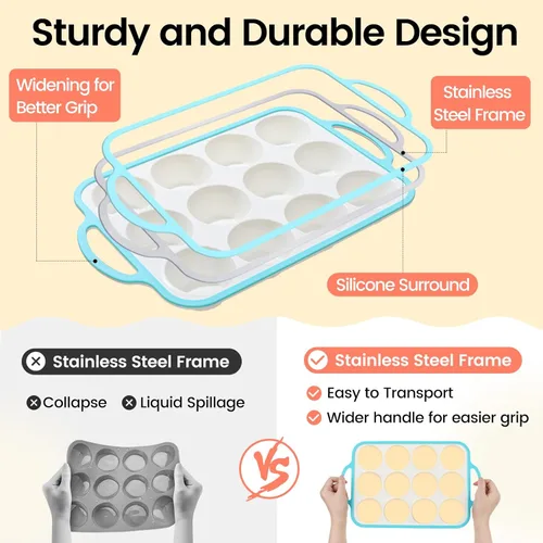 Miniatura 4 de Moldes de silicona para magdalenas para hornear 2 paquetes, 6.6 cm con marco reforzado de metal, molde antiadherente de tamaño regular para cupcakes