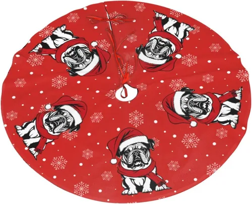 Miniatura 6 de Falda de árbol de Navidad de Bulldog inglés, hermosa para adornos de fiesta de Navidad, accesorio de decoración de vacaciones, 30 pulgadas