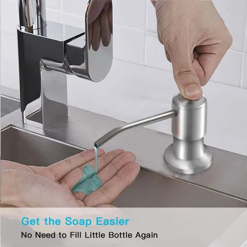 Miniatura 7 de OHiHi Dispensador de jabón para platos para fregadero de cocina (níquel cepillado), dispensador de jabón para fregadero de encimera, bomba de agua