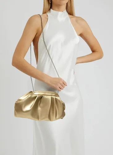 Miniatura 5 de expouch Bolso de noche con diseño fruncido para mujer, con cadena dorada, bolso de hombro