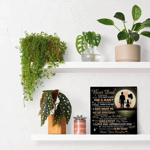 Miniatura 5 de Letrero de madera con texto en inglés «Best Dad» para papá de parte de la hija, regalos de agradecimiento para cumpleaños, Día del Padre, placa