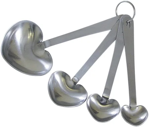 Miniatura 5 de R&M International 2631 Cucharas medidoras en forma de corazón, acero inoxidable, juego de 4 piezas