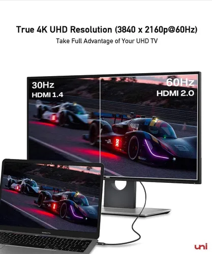 Miniatura 3 de uni Cable USB C a HDMI de 10 pies 4K a 60 Hz, cable USB tipo C a HDMI de aluminio resistente (compatible con Thunderbolt 3/4) con Samsung S8-S23