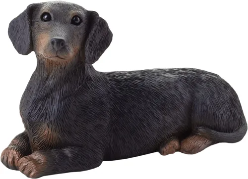 Miniatura 4 de Sandicast Escultura de perro salchicha negro liso de tamaño medio, sentado