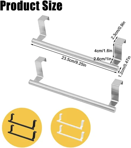 Miniatura 2 de Toallero para puerta de gabinete, toallero de cocina para gabinete, soporte para toallas de cocina de acero inoxidable, colgador de toallas de mano