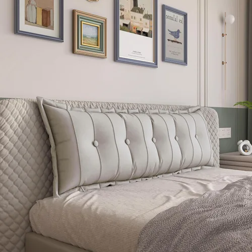 Miniatura 8 de VERCART Almohada grande para cabecero, almohadas de sofá cama, almohada de lectura, almohada de cabecera de cama, almohada de apoyo de Gris