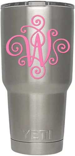 Miniatura 28 de Monogram - Calcomanía troquelada/vinilo adhesivo. Haga clic para opciones de color/letra. Disponible en cuatro colores y todas las letras de la A