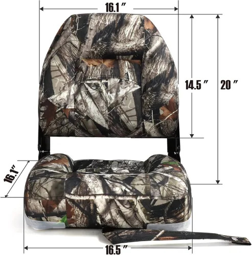 Miniatura 2 de NORTHCAPTAIN Asiento plegable para barco de pesca con respaldo bajo, tornillos de acero inoxidable incluidos, Camo, 2 asientos B-Low Back-Camo(2