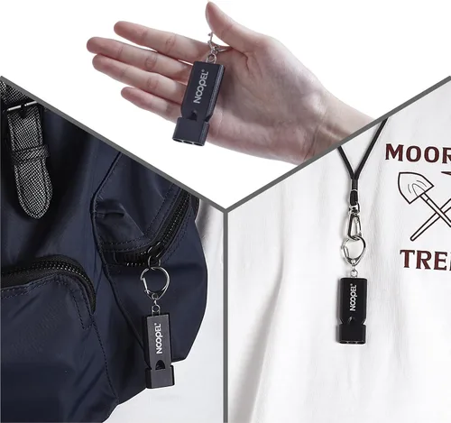 Miniatura 5 de Whistle Emergency Noopel - Silbatos de supervivencia de tres tubos, paquete de 2 con cordón y llavero para senderismo, camping, kayak, deportes