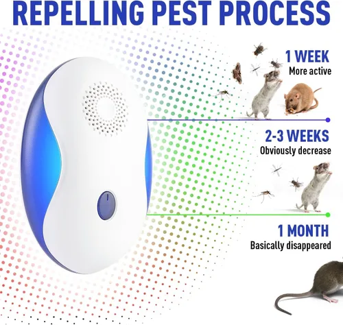 Miniatura 4 de Repelente ultrasónico de plagas para uso en interiores, control electrónico de plagas 4 en 1 para ratones, insectos, arañas, roedores, insectos