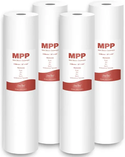 SimPure Filtros de agua para sedimentos, 5 micrones, 50.8 cm x 11.43 cm, filtro de agua para toda la casa, reemplazo compatible para carcasa azul