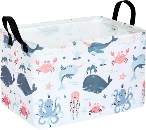 Miniatura 15 de MAIZMZ Cesta de almacenamiento rectangular vacía, organizador de almacenamiento impermeable de béisbol, cestas plegables con asas para mujeres