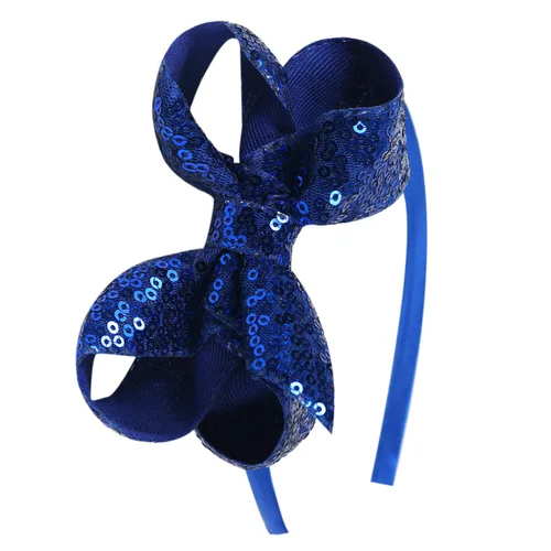 Miniatura 8 de Diademas con lazo para el pelo con lentejuelas brillantes, lazos de cinta para niñas, niños y mujeres (negro)