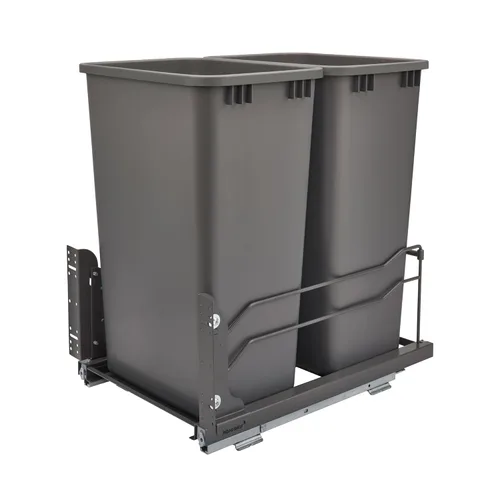Miniatura 12 de Rev-A-Shelf Bote de basura doble extraíble para debajo de gabinetes de cocina, 50 cuartos, 12.5 galones con rieles de cierre suave para gabinetes