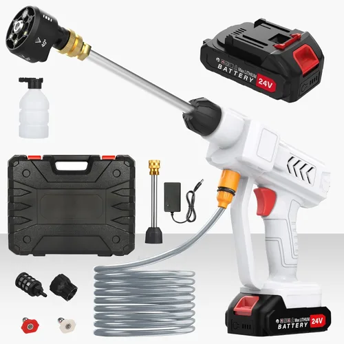 Lavadora a presión inalámbrica portátil, lavadora de energía portátil de 950 PSI con boquilla 6 en 1, lavadora a presión de mano de 6 L/min con 2
