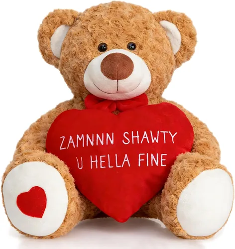 Miniatura 11 de HollyHOME Oso de peluche de San Valentín de 24 pulgadas con corazón rojo, regalo de San Valentín para ella, novia, novio, amante, color marrón