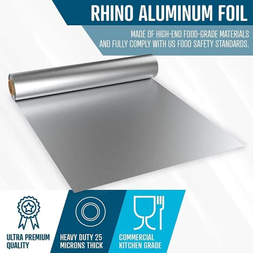 Miniatura 5 de Rhino Aluminum Papel de aluminio resistente, rollo de 18 x 525 pies cuadrados, 25 micras de grosor, grado comercial y extra grueso, lo