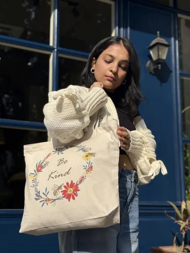 Miniatura 67 de Ecoright Bolsa de lona estética para mujer, bolsa grande con cremallera y bolsillo, bolsa de mano para mujer, para yoga, trabajo, playa