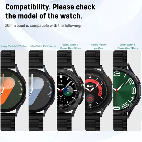 Miniatura 2 de Band Compatible with Samsung Galaxy Watch 7 6 5 4 Band 40mm 44mm 45mm/Watch 6 4 Classic 42mm 46mm 43mm 47mm,Metal Stainless Steel Bands Strap Men