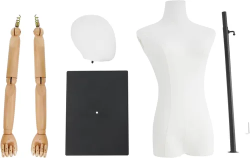Miniatura 9 de Forma de vestido de torso de maniquí femenino, vestido de costura con brazos desmontables modelo M-annequin, exhibición de maniquí con base