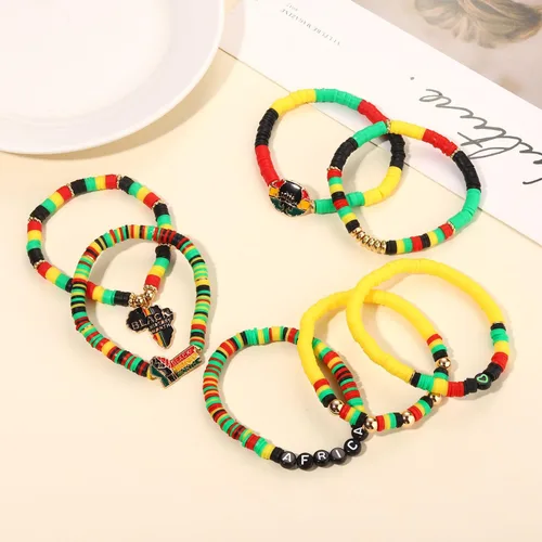 Miniatura 139 de Surfer Heishi - Pulseras apilables para mujer, apilables, de vinilo arcoíris, disco de arcilla, pulseras elásticas para la amistad, joyería bohemia