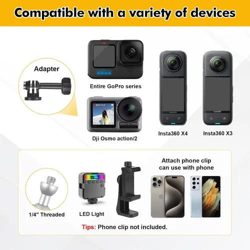 Miniatura 2 de Soporte magnético para cámara para GoPro Hero 13/12/11/10/9/8/7/6, Insta360 X4/X3/Ace/Ace Pro, DJI Action5/4/3/2, Akaso, fuerte soporte magnético