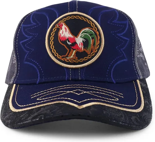 Miniatura 2 de Trendy Apparel Shop Gorra de béisbol bordada de malla de camionero con gallo