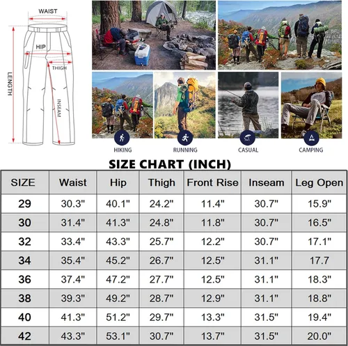 Miniatura 6 de Hiking Pants for Men Convertible Zip Off Boy Scout Quick Dry Lightweight Cargo Travel Safari Pants