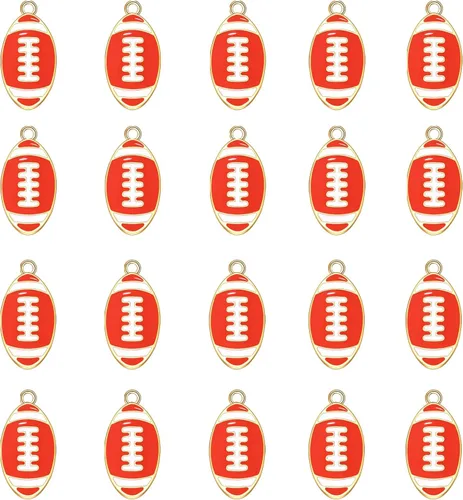 Miniatura 11 de 20 piezas de dijes deportivos de esmalte, colgantes de baloncesto y béisbol para hacer joyas, dijes de juego de pelota con strass, dijes de softball