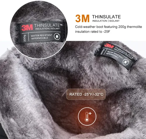 Miniatura 2 de ALEADER Botas de nieve para hombre, impermeables, aisladas, cálidas interiores, cómodas, para exteriores
