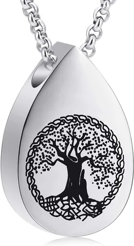 Miniatura 8 de Hearbeingt Collares de urna de lágrima para cenizas, medallón conmemorativo de cenizas del árbol de la vida, joyería de cremación, colgante