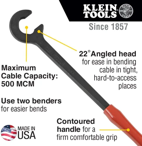 Miniatura 6 de Klein Tools Pelacables (750-350 MCM) y paquete de doblador de cables de 14 pulgadas