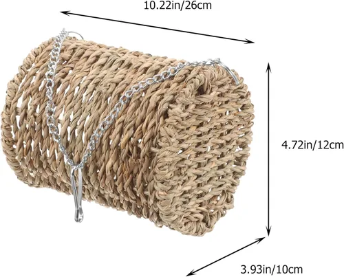 Miniatura 4 de Hamaca de túnel tejida de paja para hámster natural, nido, cama colgante, hámster, jerbo, azúcar, planeador, rata, algas marinas, juguete de hábitat
