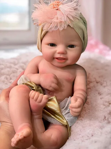 Abenduot Muñeca de bebé de silicona suave de 15 pulgadas, muñecas de bebé de silicona de cuerpo completo anatómicamente correctas, muñeca de bebé