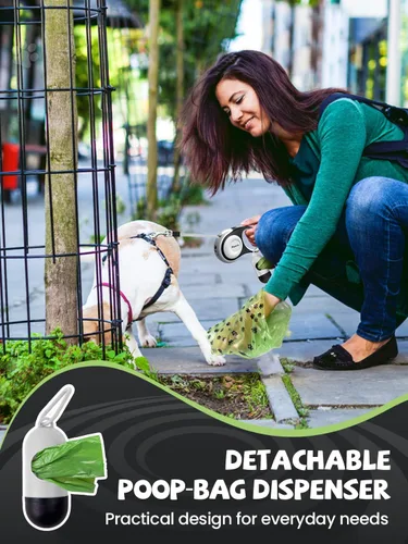Miniatura 6 de Correa retráctil para perro con linterna LED, correa para perro 3 en 1 retráctil para perros pequeños y medianos de hasta 66 libras, 16 pies, mango