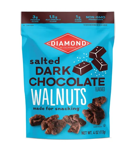 Diamond of California Nueces de California saladas con chocolate negro, 4 oz. (paquete de 4)