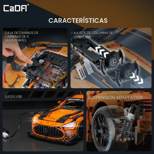 Miniatura 7 de CaDA Master C64008W Mercedes-AMG GT3 - Juego de construcción a escala 1:8 – 5466 piezas con licencia oficial de Supercar, kit de bloques