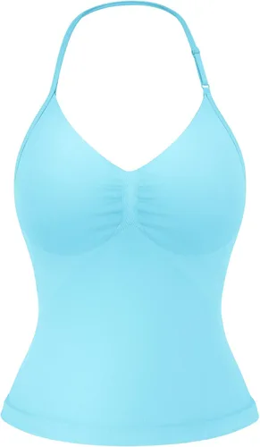 Miniatura 23 de YEOREO SoftHue Impact Longline Top de Tirantes para Mujer Camiseta sin Mangas Halter para Ejercicio sin Espalda Gimnasio Longline con Correa