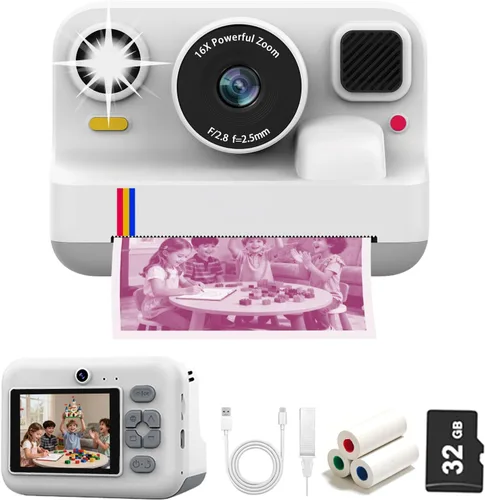 Cámara de Impresión Instantánea para Niños, Cámara Digital Instantánea, Regalos de Navidad y Cumpleaños para Niñas y Niños de 3 a 16 Años, Juguetes