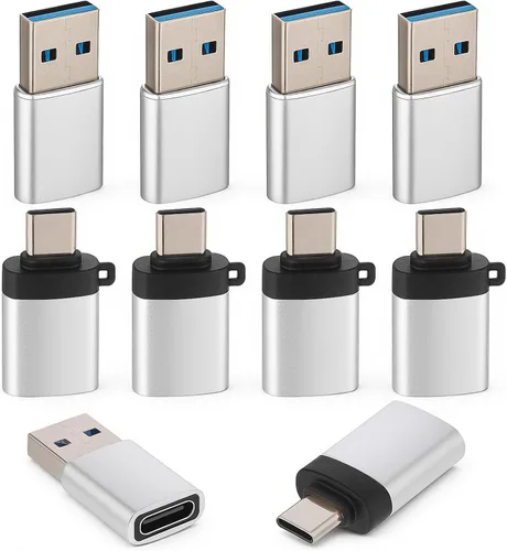Adaptador USB a USBC, 10 unidades de adaptadores USB a USB C, convertidor OTG tipo C a USB macho hembra OTG para smartphone, PC, laptop, tableta,